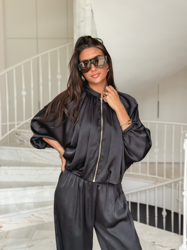 Gilet satiné Audélia - Noir