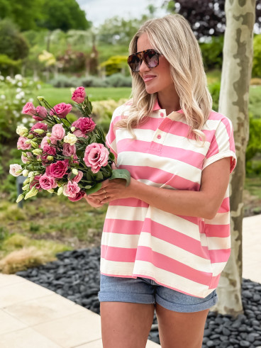 Polo Ligné Valérianne - Rose