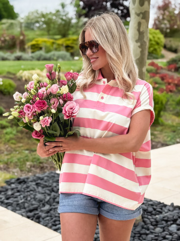 Polo Ligné Valérianne - Rose