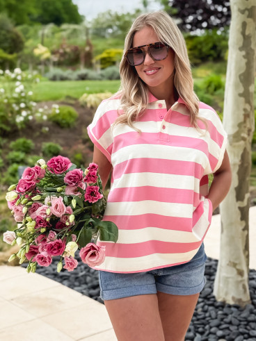 Polo Ligné Valérianne - Rose