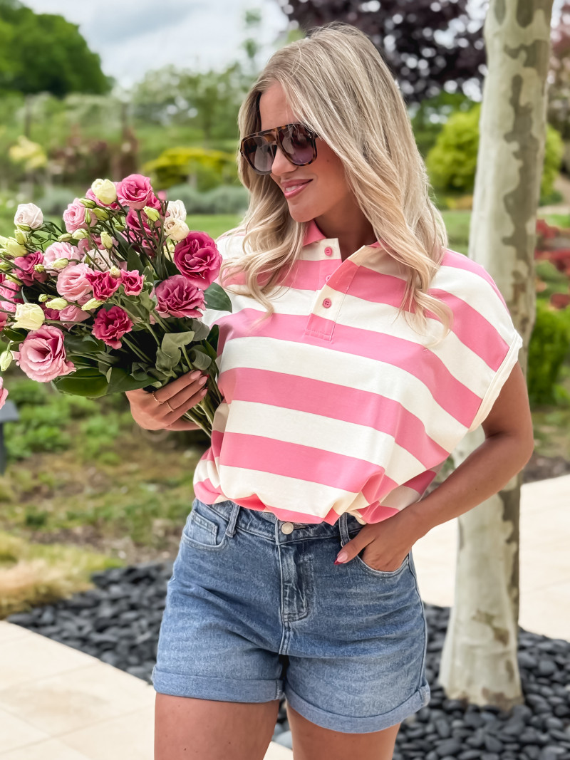 Polo Ligné Valérianne - Rose