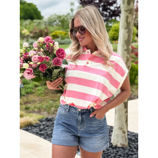 Polo Ligné Valérianne - Rose