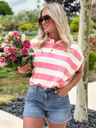 Polo Ligné Valérianne - Rose