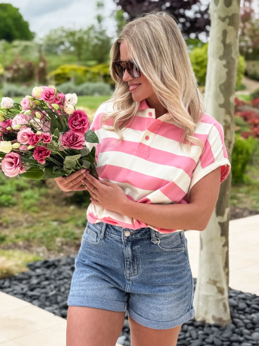 Polo Ligné Valérianne - Rose
