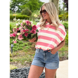 Polo Ligné Valérianne - Rose