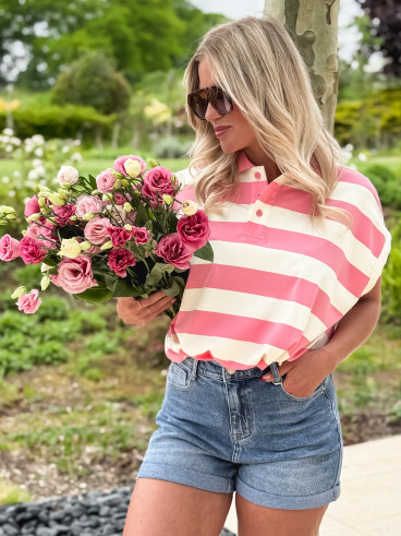 Polo Ligné Valérianne - Rose