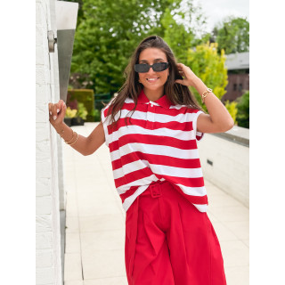 Polo Ligné Valérianne - Rouge