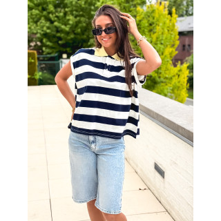 Polo Ligné Valérianne - Bleu