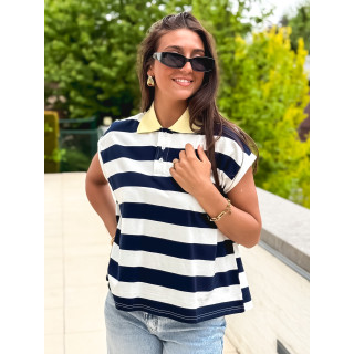 Polo Ligné Valérianne - Bleu