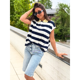Polo Ligné Valérianne - Bleu