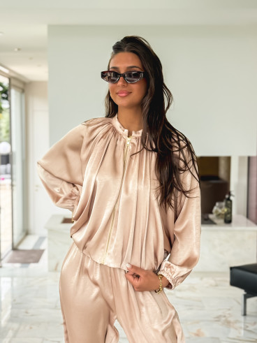 Pantalon satiné Audélia - Beige