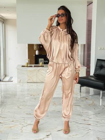 Veste satinée Audélia - Beige