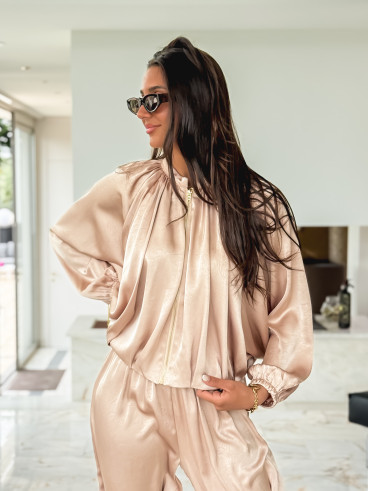 Gilet satiné Audélia - Beige