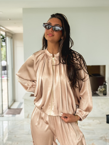 Veste satinée Audélia - Beige