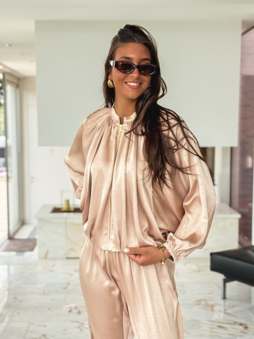 Veste satinée Audélia - Beige