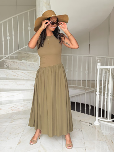 Robe longue Zoya - Kaki