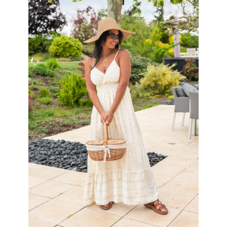 Robe longue à motifs Aélya - Crème