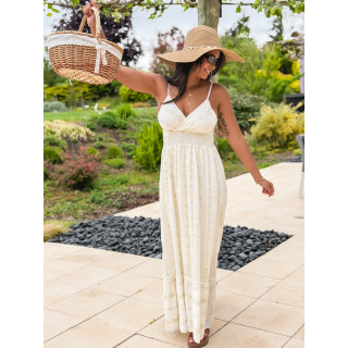 Robe longue à motifs Aélya - Crème