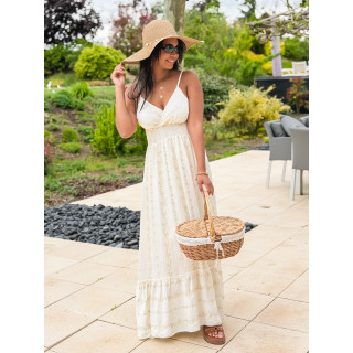 Robe longue à motifs Aélya - Crème