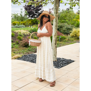 Robe longue à motifs Aélya - Crème