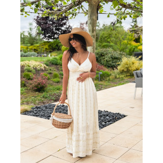 Robe longue à motifs Aélya - Crème