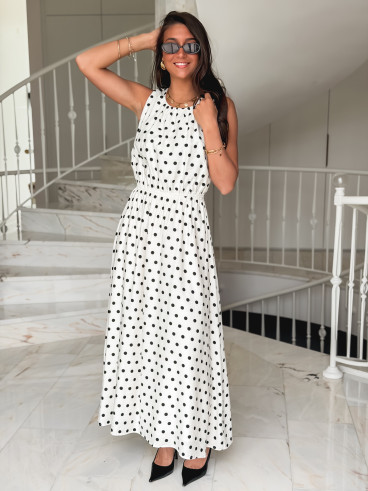Robe à pois Nolira - Ecru