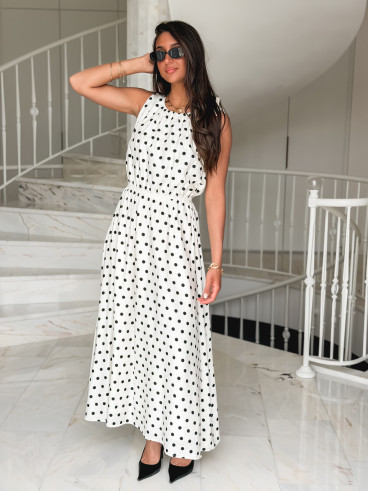 Robe à pois Nolira - Ecru