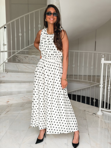 Robe à pois Nolira - Ecru