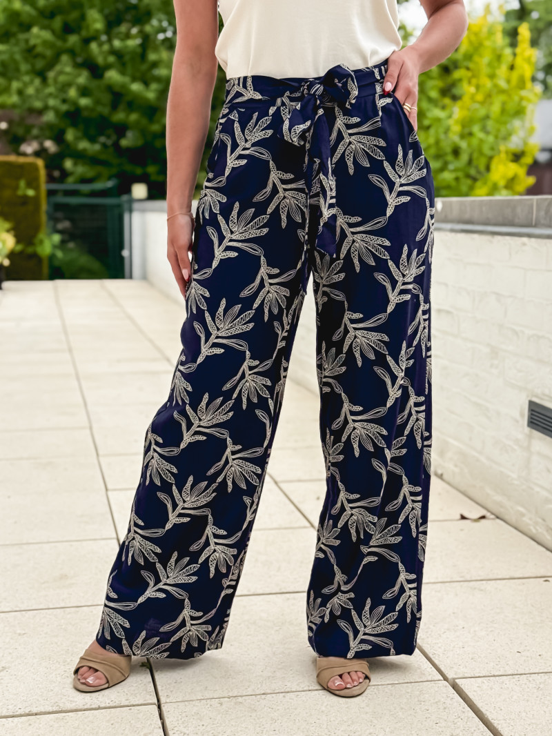 Pantalon brodé Nolga - Bleu marine