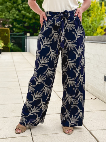 Pantalon brodé Nolga - Bleu marine