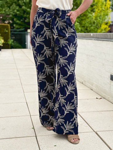Pantalon brodé Nolga - Bleu marine