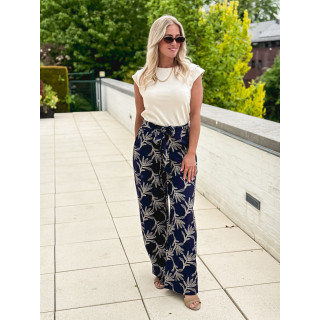 Pantalon brodé Nolga - Bleu marine