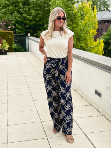 Pantalon brodé Nolga - Bleu marine