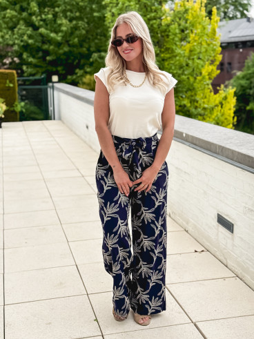 Pantalon brodé Nolga - Bleu marine