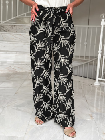 Pantalon brodé Nolga - Noir
