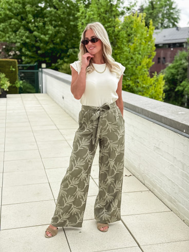 Pantalon brodé Nolga - Kaki