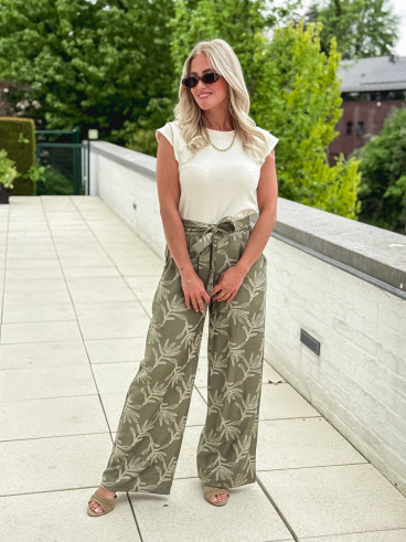 Pantalon brodé Nolga - Kaki