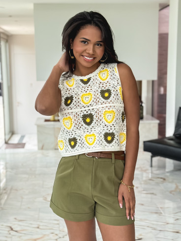 Blouse en crochet Ronnie - Jaune