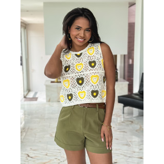 Blouse en crochet Ronnie - Jaune