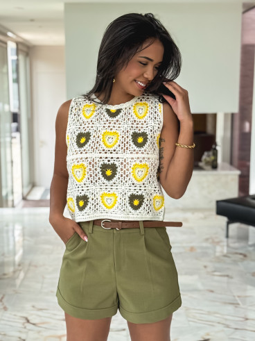 Blouse en crochet Ronnie - Jaune