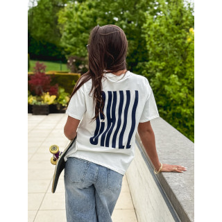 T-shirt "Chill" - Blanc/Bleu marine