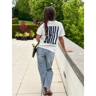 T-shirt "Chill" - Blanc/Bleu marine