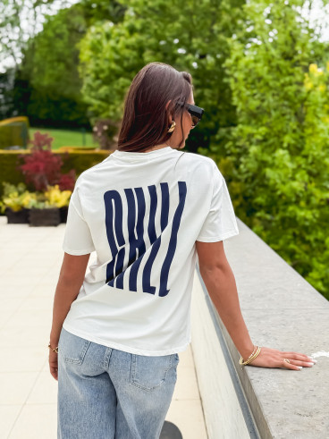 T-shirt "Chill" - Blanc/Bleu marine