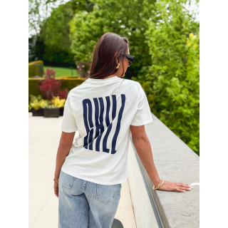 T-shirt "Chill" - Blanc/Bleu marine