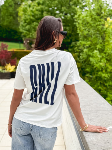 T-shirt "Chill" - Blanc/Bleu marine