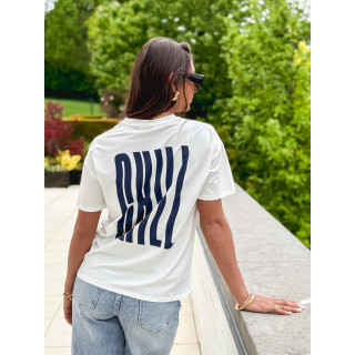 T-shirt "Chill" - Blanc/Bleu marine