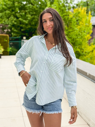 Chemise lignée Carmina - Vert