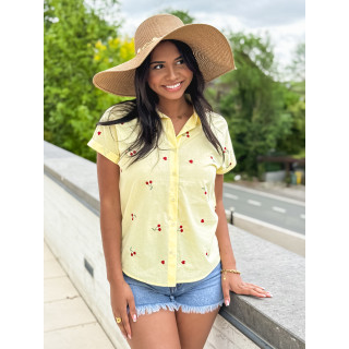 Chemise à motifs brodés Ophélina - Jaune