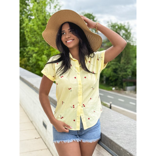 Chemise à motifs brodés Ophélina - Jaune
