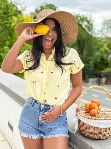 Chemise à motifs Ophélina - Jaune